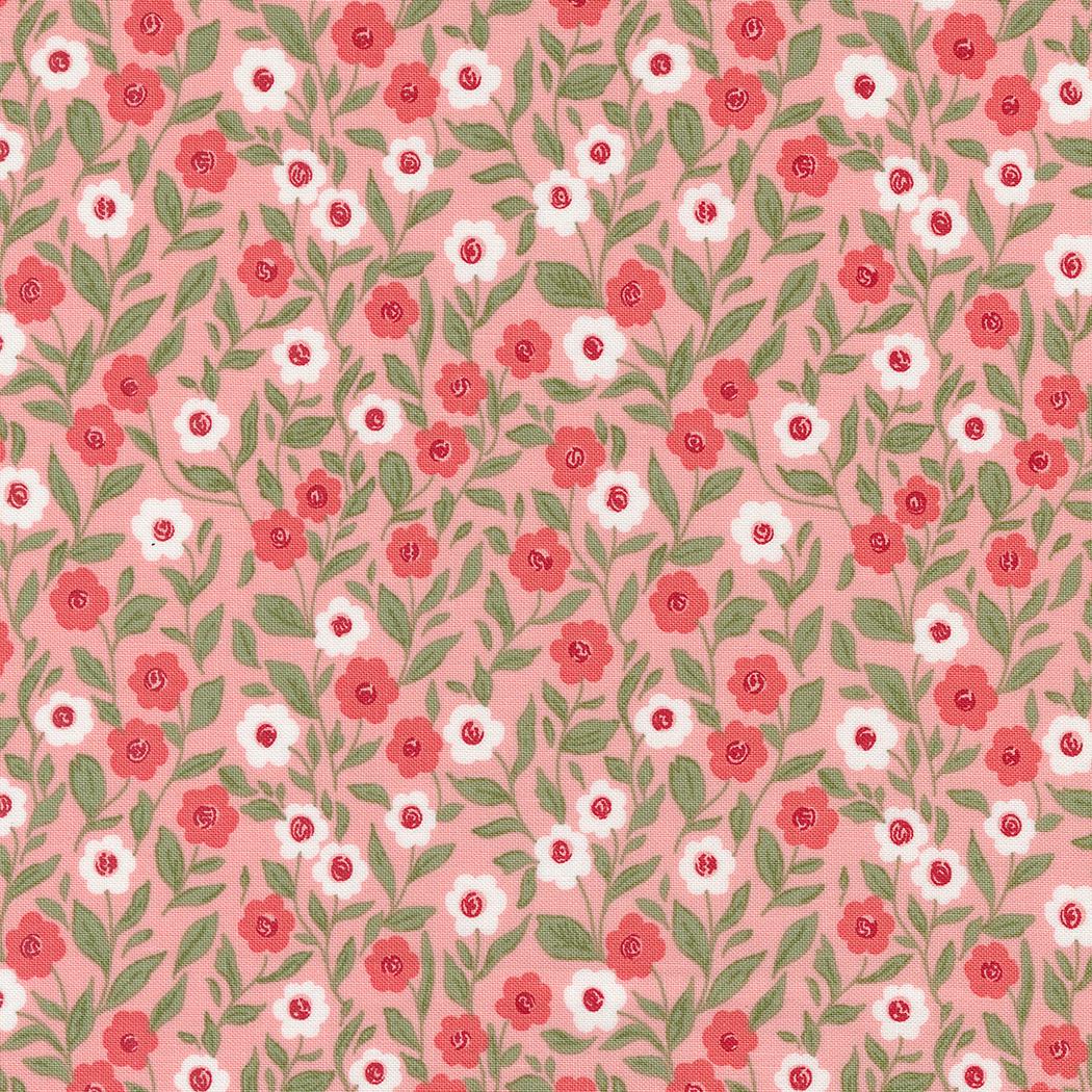 Cupid's Floral in Blush from the Love Blooms by Lella Boutique for Moda fabrics. Continuous cuts of Quilter's Cotton Fabric