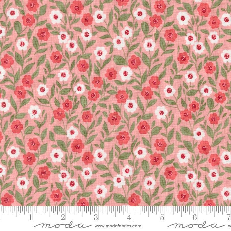 Cupid's Floral in Blush from the Love Blooms by Lella Boutique for Moda fabrics. Continuous cuts of Quilter's Cotton Fabric