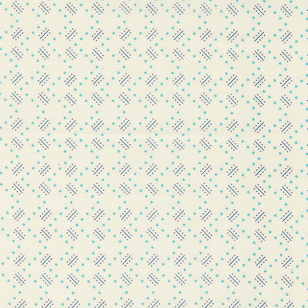Time and Again Zigzag Blender Dot Geometric in Flour Aqua by Linzee McCray for Moda. Continuous cuts of Quilter's Cotton Fabric