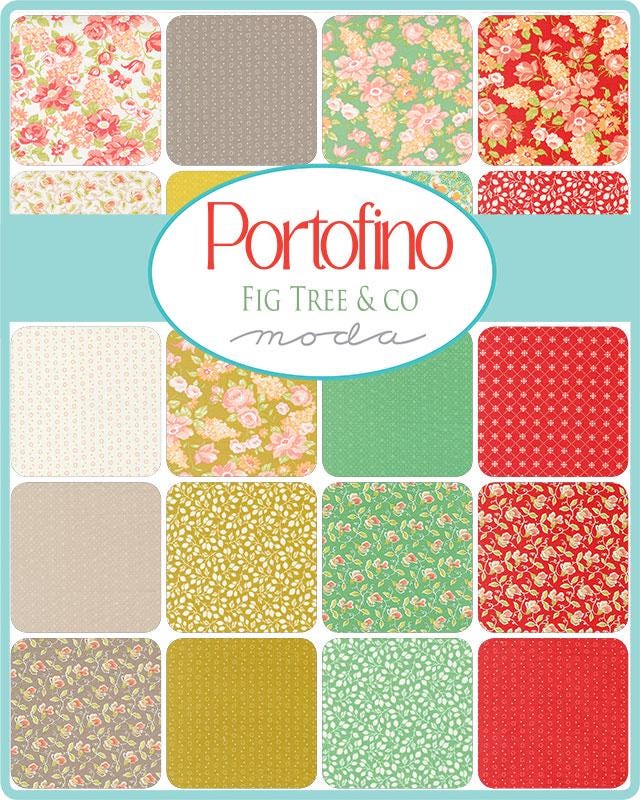 Portofino by Fig Tree & Co for Moda Fabrics. Quilter's Cotton Mini Charm Pack of 42 2.5 x 2.5 inch squares