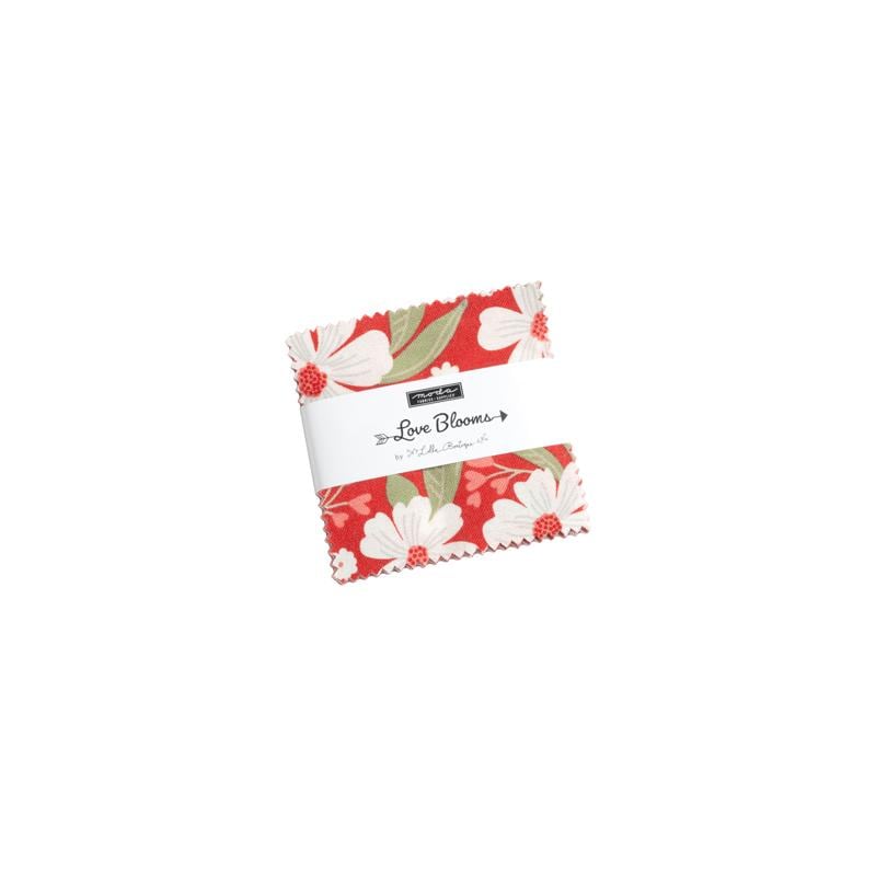 Love Blooms by Lella Boutique for Moda Fabrics. Quilter's Cotton Mini Charm Pack of 42 2.5 x 2.5 inch squares