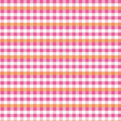 Halloween Plaid Pink from Kitty Loves Candy by Lori Woods for Poppie Cotton, continuous cuts of Quilter's Cotton Fabric