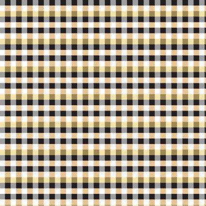 Halloween Plaid Black from Kitty Loves Candy by Lori Woods for Poppie Cotton, continuous cuts of Quilter's Cotton Fabric