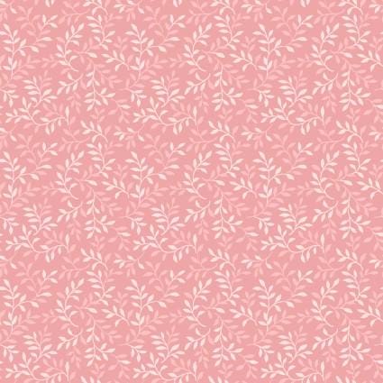 Packed Allover Leaf in Pink of My Victorian Garden by Mary Jane Carey for Henry Glass continuous cuts of Quilter's Cotton Fabric