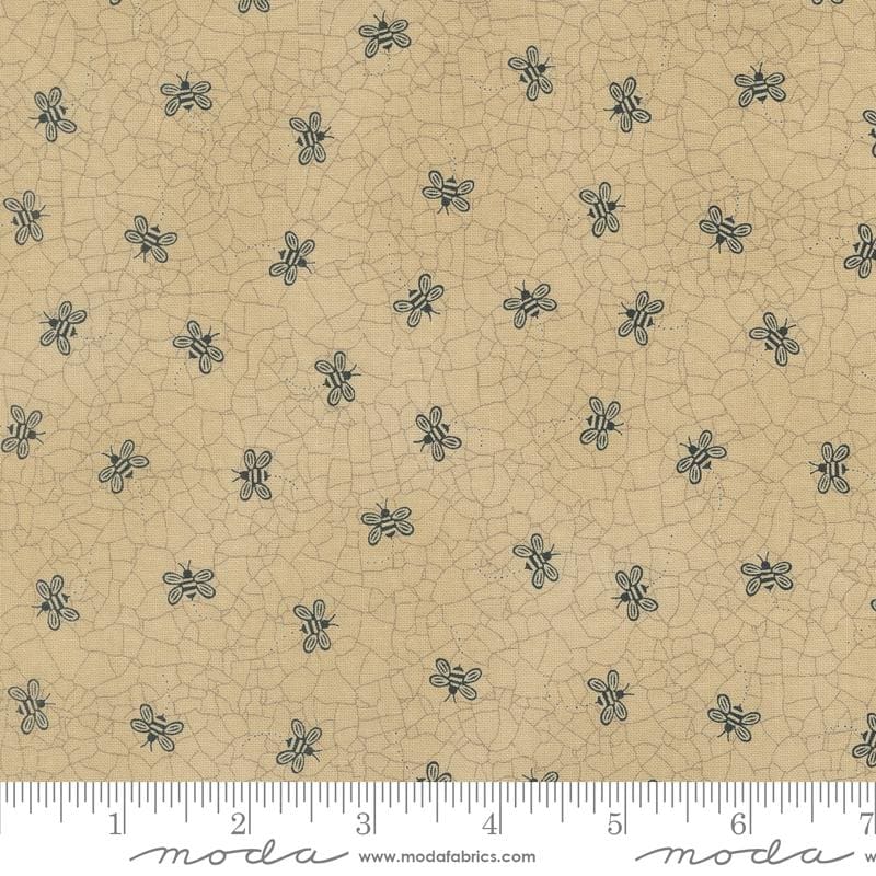 Bee Toss in Tan from the Bloom and Grow collection by Kathy Schmitz Studio for Moda. Continuous cuts of Quilter's Cotton