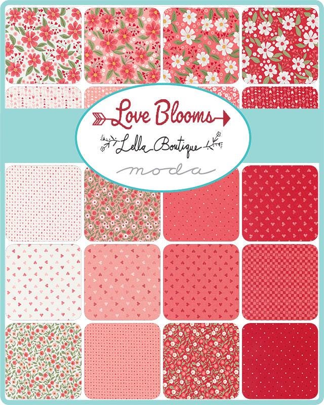 Sweethearts Valentine in Blush from the Love Blooms by Lella Boutique for Moda fabrics. Continuous cuts of Quilter's Cotton Fabric