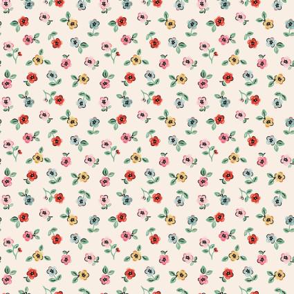 Cheery Florals in Cream from Home Sweet Home by Poppie Cotton continuous cuts of Quilter's Cotton Fabric