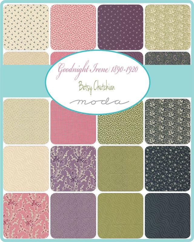 Goodnight Irene by Betsy Chutchian for Moda Quilter's Cotton Fat Quarter Bundle. 34 Fat Quarter yards of 18 inch x 21 inch rectangles