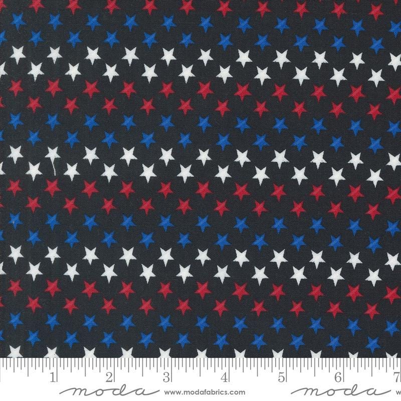 Red White and Bloom Stars in a Row in Daisy White by Deb Strain for Moda continuous cuts of Quilter's Cotton Fabric