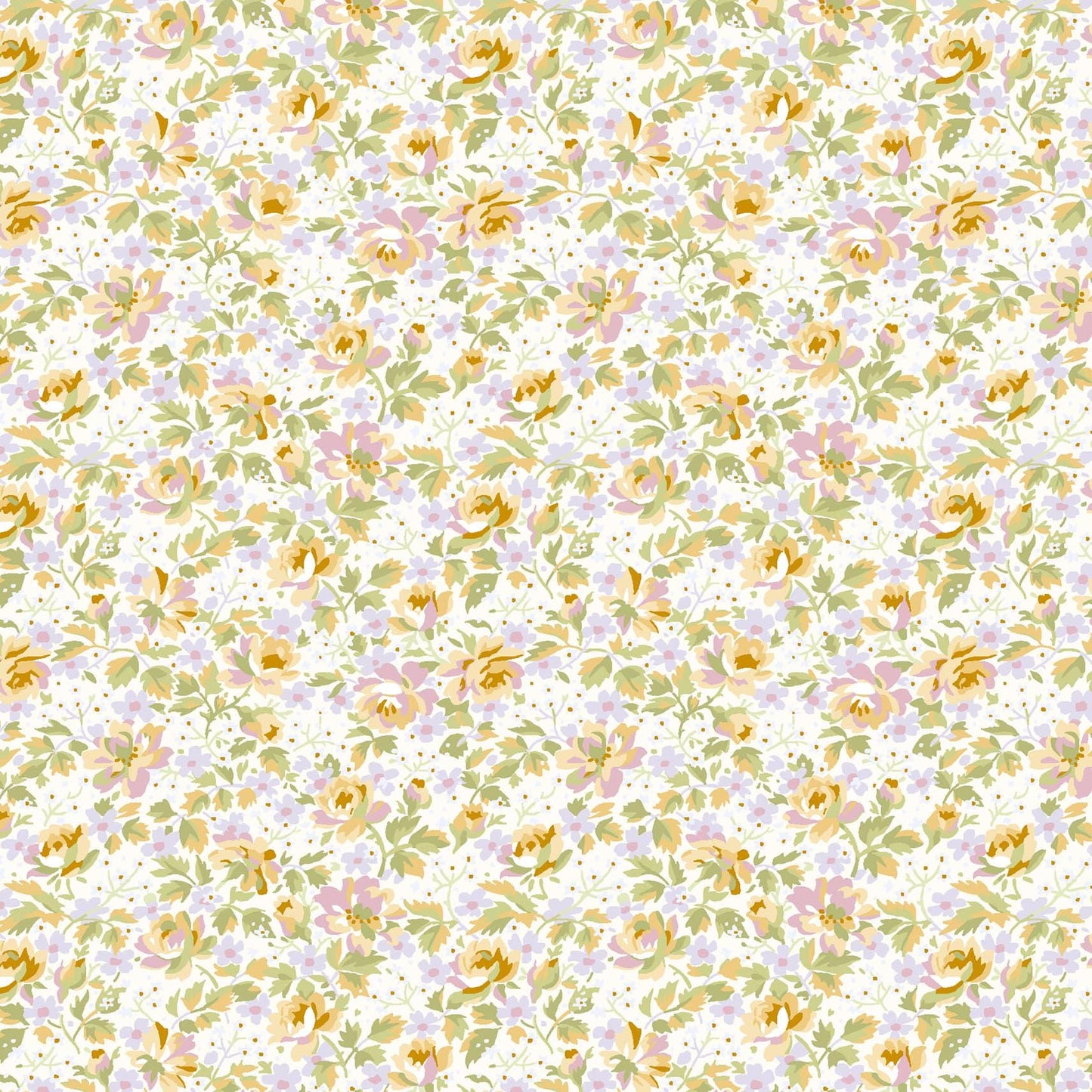 Grand Entrance Packed Floral in Cream by Maywood Studio continuous cuts of Quilter's Cotton Fabric