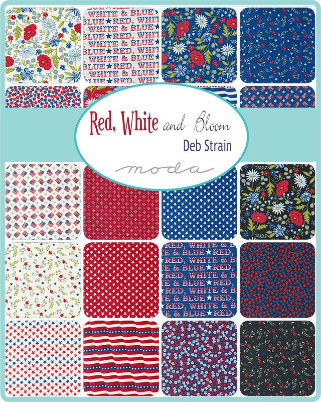 Red White Bloom by Deb Strain for Moda Quilter's Cotton Fat Quarter Bundle. 25 Fat Quarters of 18 inch x 22 inch squares