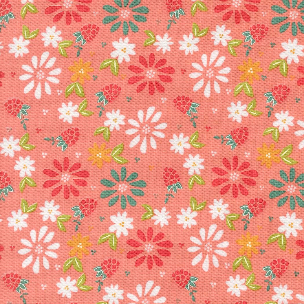 Raspberry Summer by Sherri & Chelsi for Moda Fabrics. Quilter's Cotton Mini Charm Pack of 42 2.5 x 2.5 inch squares