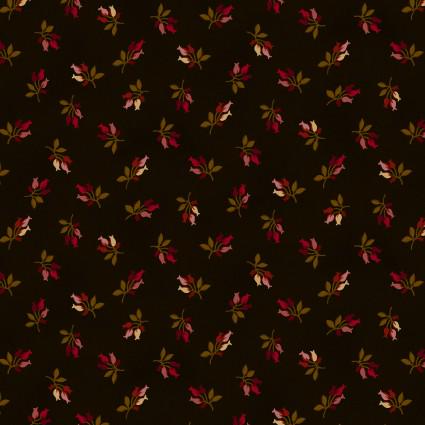 Scraps Basket Favorites Timeless Tulips in Brown by Kim Diehl for Henry Glass continuous cuts of Quilter's Cotton Fabric