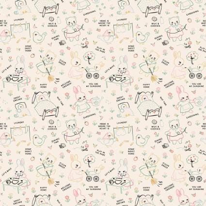 Chore Time from Home Sweet Home by Poppie Cotton continuous cuts of Quilter's Cotton Fabric