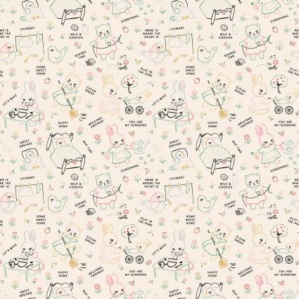 Chore Time from Home Sweet Home by Poppie Cotton continuous cuts of Quilter's Cotton Fabric