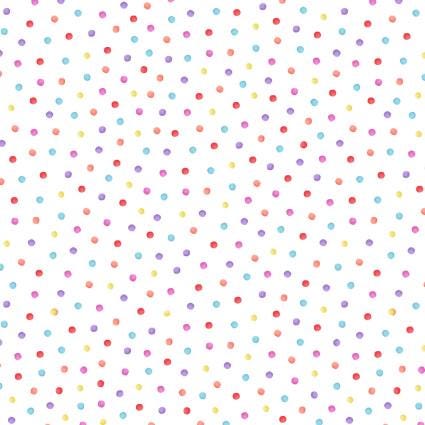 Bloom Bright Dots in Multi on white by Maywood Studio continuous cuts of Quilter's Cotton Fabric