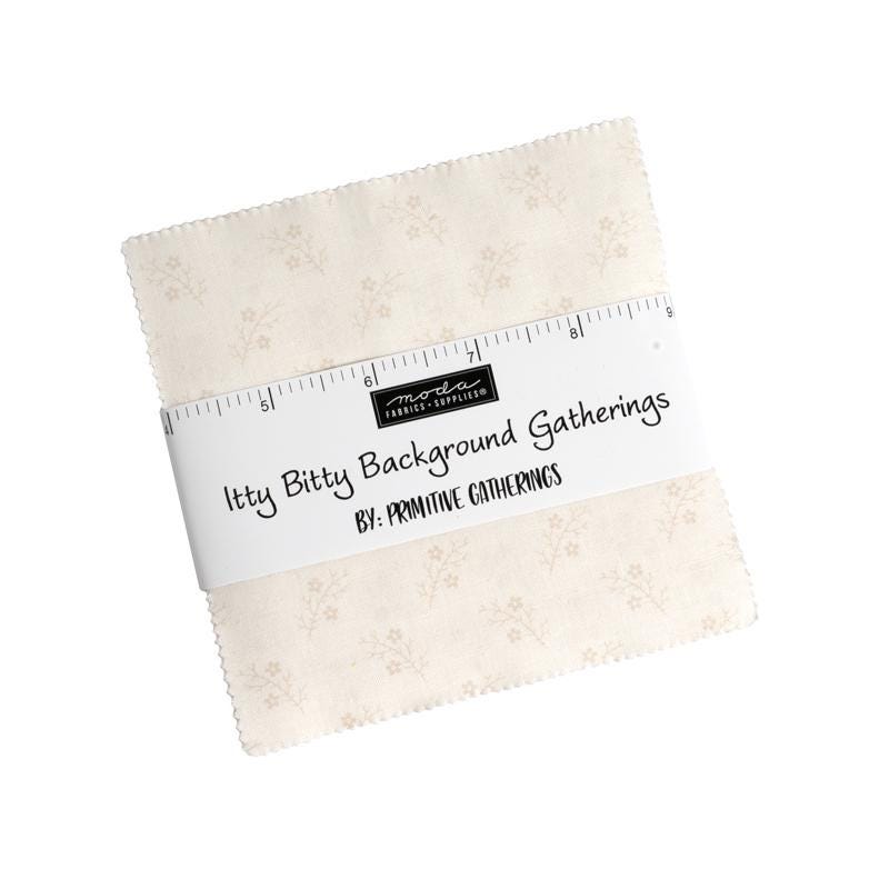 Itty Bitty Background Gatherings by Primitive Gatherings for Moda Fabrics. Quilter's Cotton Mini Charm Pack of 42 2.5 x 2.5 inch squares
