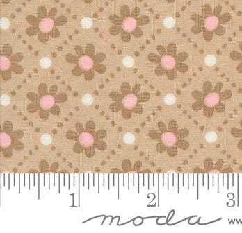Sunday Brunch Pastry Small Floral Check in Tea by BasicGrey for Moda. Continuous cuts of Quilter's Cotton Fabric