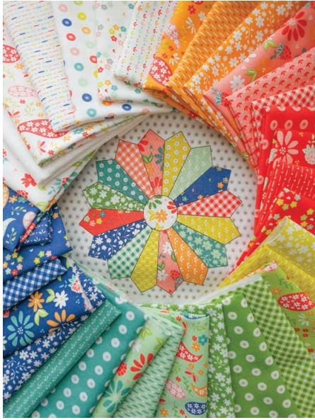 Raspberry Summer Sprout Blender in Blueberry by Sherri & Chelsi for Moda. Continuous cuts of Quilter's Cotton Fabric