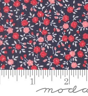 Bloom Small Floral in Navy from the Summertime collection by Camille Roskelley for Moda continuous cuts of Quilter's Cotton
