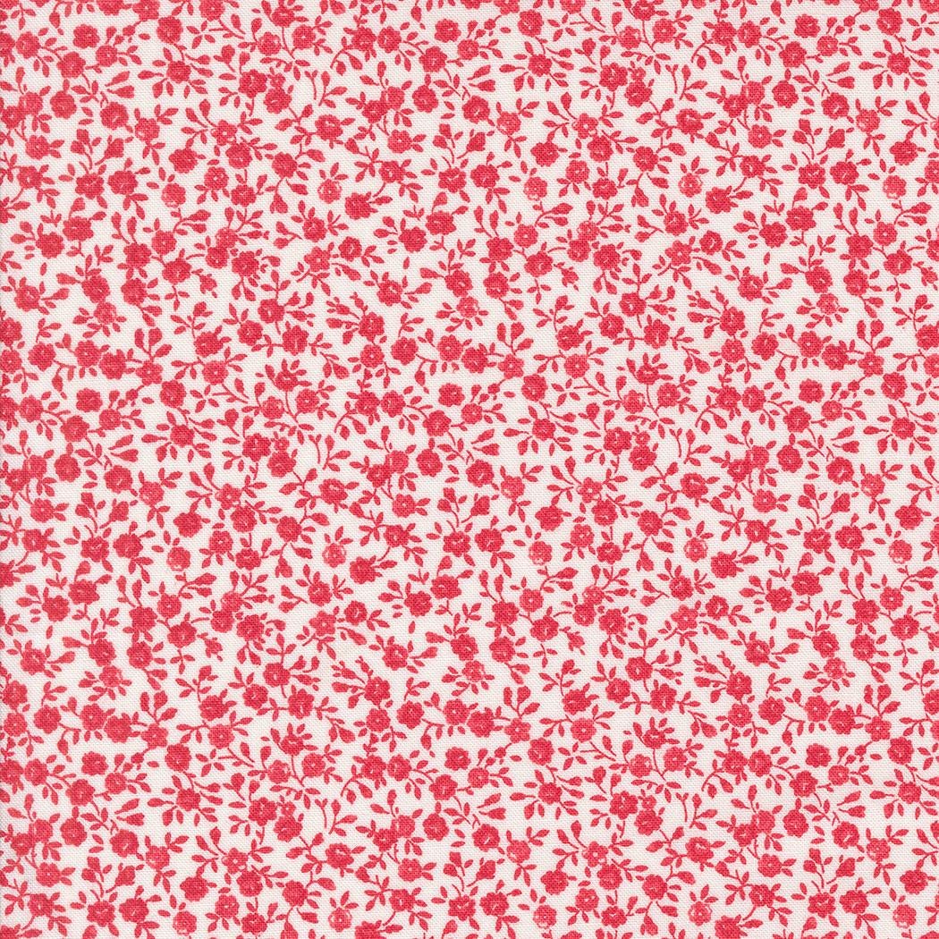 Bloom Small Floral in Cream Red from the Summertime collection by Camille Roskelley for Moda continuous cuts of Quilter's Cotton