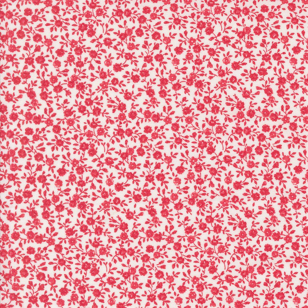 Bloom Small Floral in Cream Red from the Summertime collection by Camille Roskelley for Moda continuous cuts of Quilter's Cotton