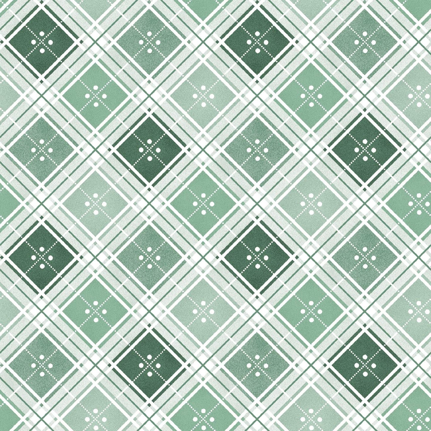 Plaid in Green from the Garden Picnic collection by Maywood Studio continuous cuts of Quilter's Cotton Fabric