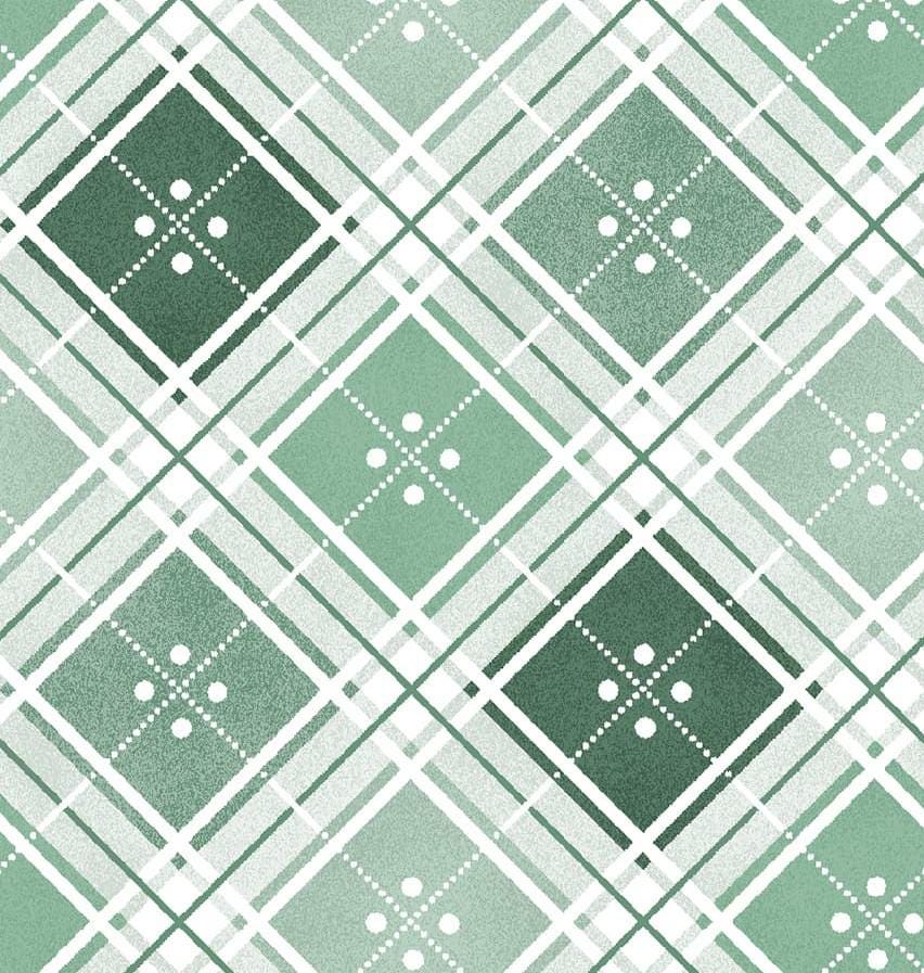Plaid in Green from the Garden Picnic collection by Maywood Studio continuous cuts of Quilter's Cotton Fabric