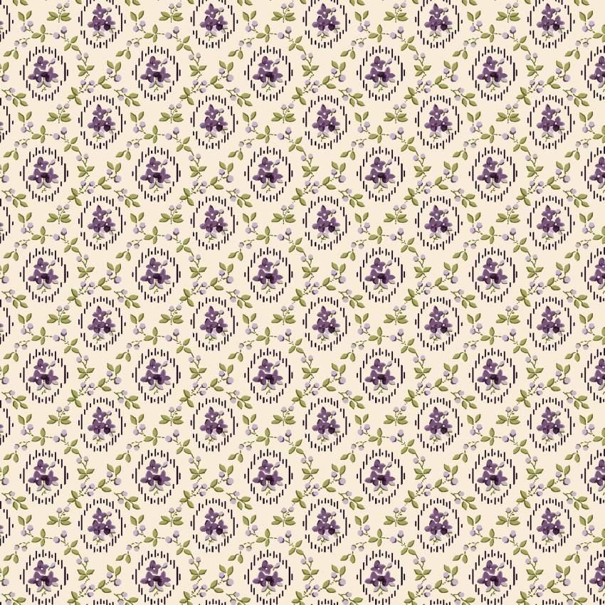 Flower Rings in Cream from Pansy For Your Thoughts by Hannah West for Henry Glass continuous cuts of Quilter's Cotton Fabric