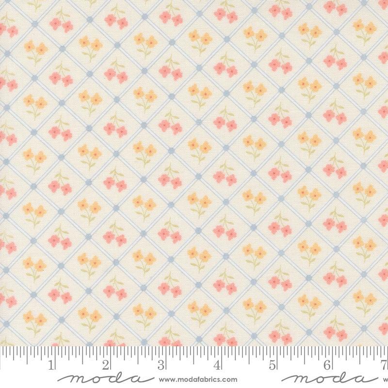 Window Pane Checks & Plaids Flower in Porcelain from Cottage Charm by My Sew Quilty Life for Moda Continuous cuts of Quilter's Cotton Fabric
