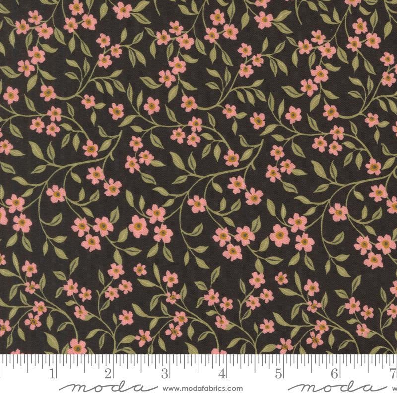 Sagewood Dogwood Small Floral in Night Sky by Crystal Manning for Moda. Continuous cuts of Quilter's Cotton Fabric