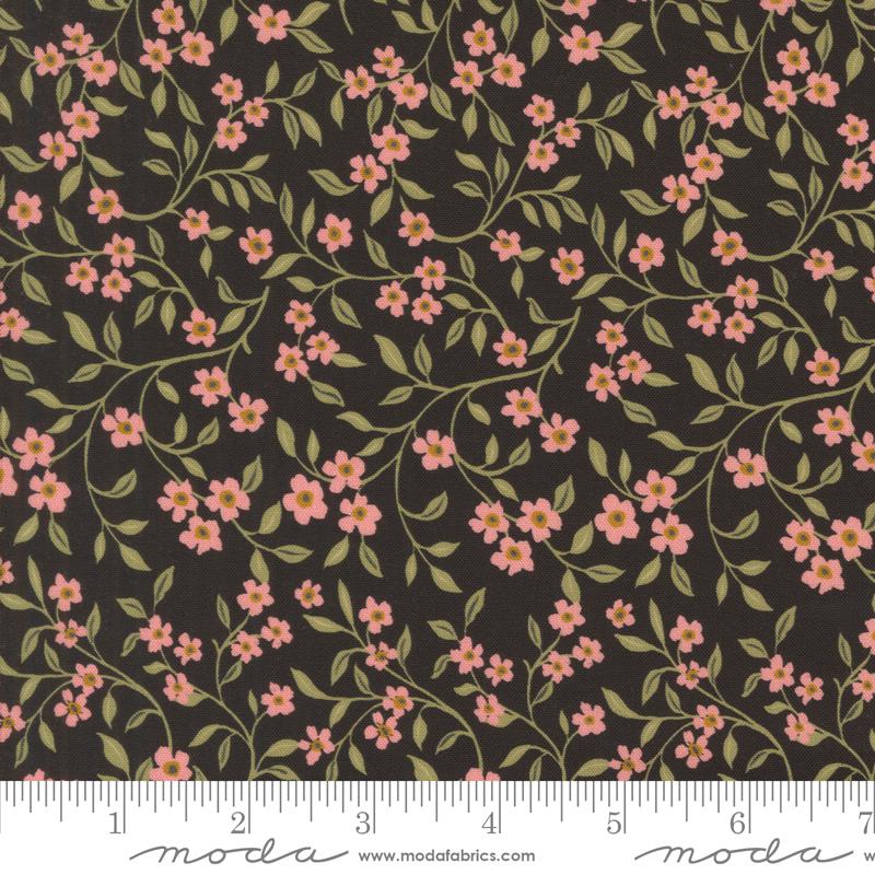 Sagewood Dogwood Small Floral in Night Sky by Crystal Manning for Moda. Continuous cuts of Quilter's Cotton Fabric