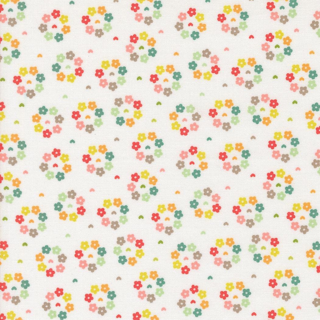 Raspberry Summer Rosy Small Floral in Cloud by Sherri & Chelsi for Moda. Continuous cuts of Quilter's Cotton Fabric