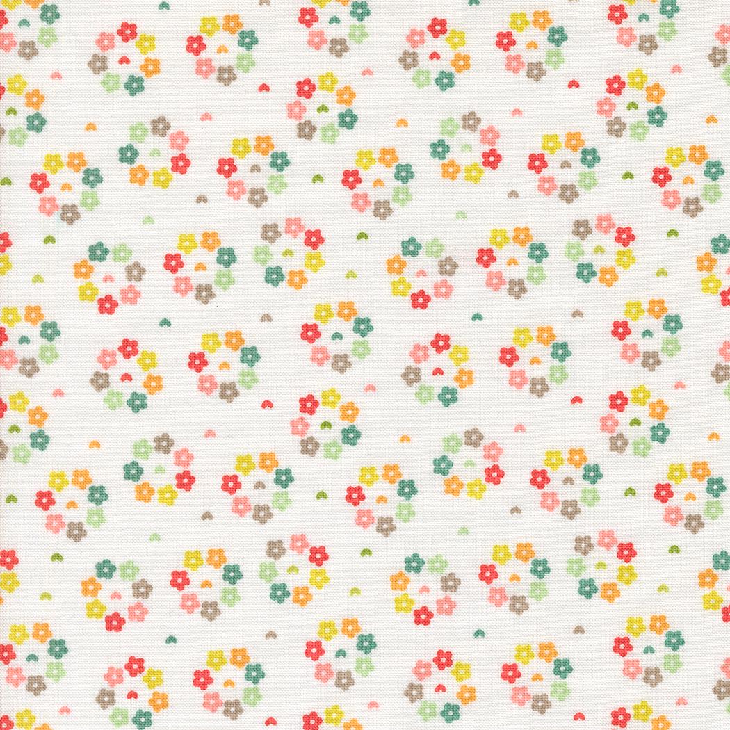 Raspberry Summer Rosy Small Floral in Cloud by Sherri & Chelsi for Moda. Continuous cuts of Quilter's Cotton Fabric