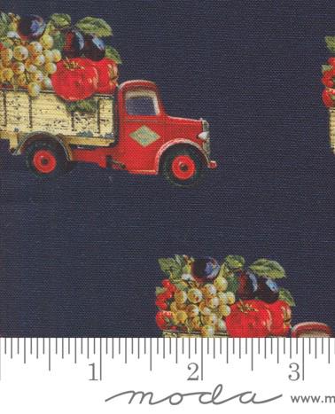 Farm To Market Novelty Trucks in Indigo from Farm and Garden by Cathe Holden for Moda. Continuous cuts of Quilter's Cotton