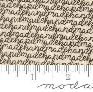 Handmade Text and Words in Porcelain Black from Threads by Sweetwater for Moda continuous cuts of Quilter's Cotton Fabric
