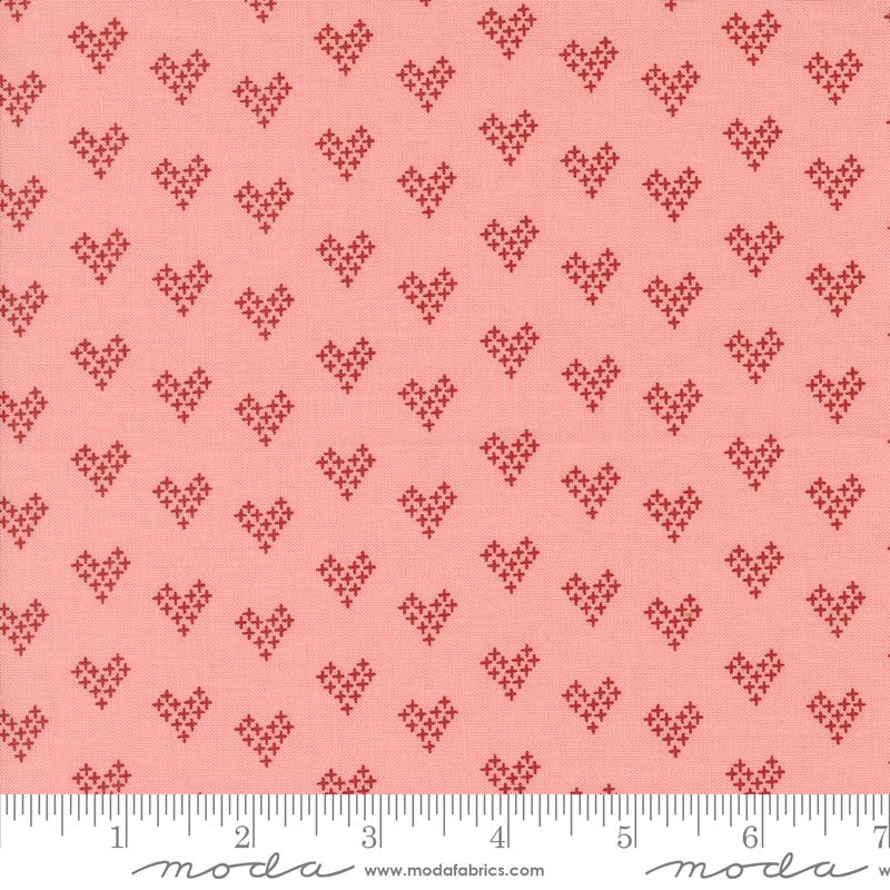 Love Novelty Hearts in Pink from Threads by Sweetwater for Moda continuous cuts of Quilter's Cotton Fabric