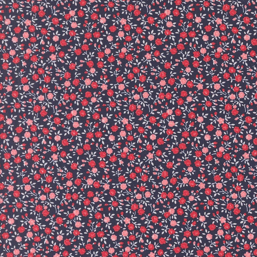 Bloom Small Floral in Navy from the Summertime collection by Camille Roskelley for Moda continuous cuts of Quilter's Cotton