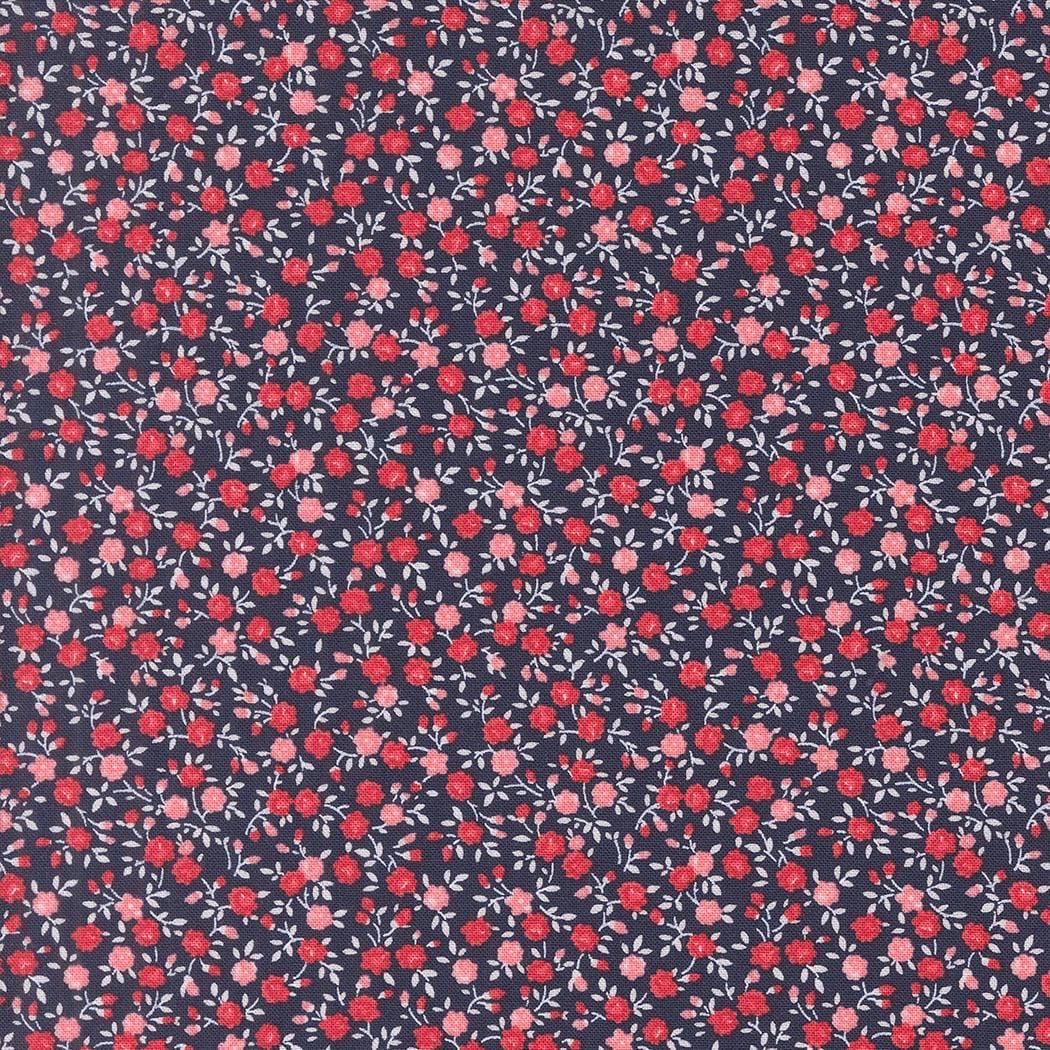 Bloom Small Floral in Navy from the Summertime collection by Camille Roskelley for Moda continuous cuts of Quilter's Cotton