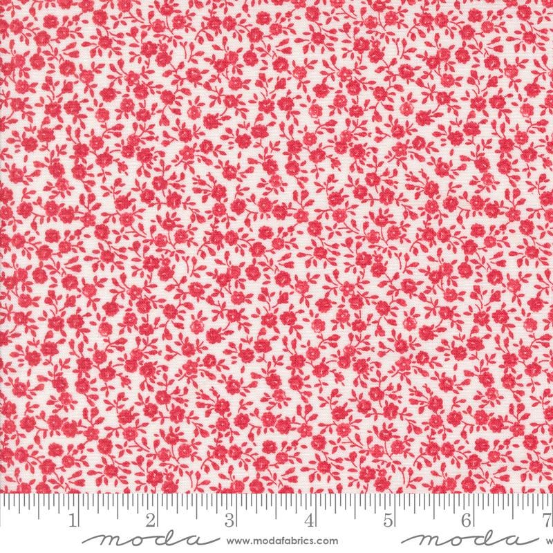 Bloom Small Floral in Cream Red from the Summertime collection by Camille Roskelley for Moda continuous cuts of Quilter's Cotton