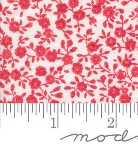 Bloom Small Floral in Cream Red from the Summertime collection by Camille Roskelley for Moda continuous cuts of Quilter's Cotton
