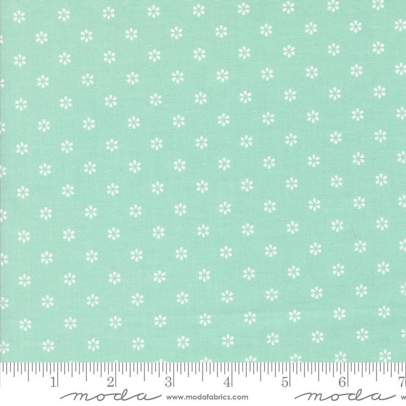 Sunshine Small Floral in Aqua from the Summertime collection by Camille Roskelley for Moda continuous cuts of Quilter's Cotton
