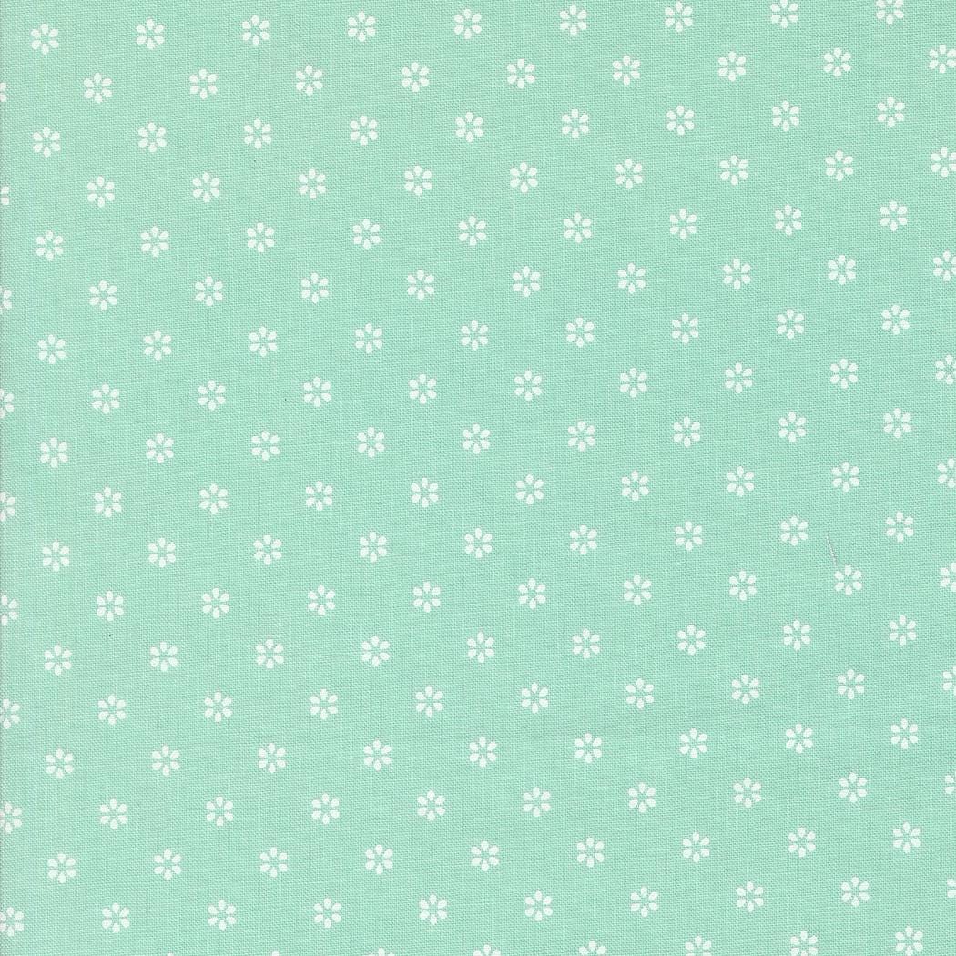 Sunshine Small Floral in Aqua from the Summertime collection by Camille Roskelley for Moda continuous cuts of Quilter's Cotton