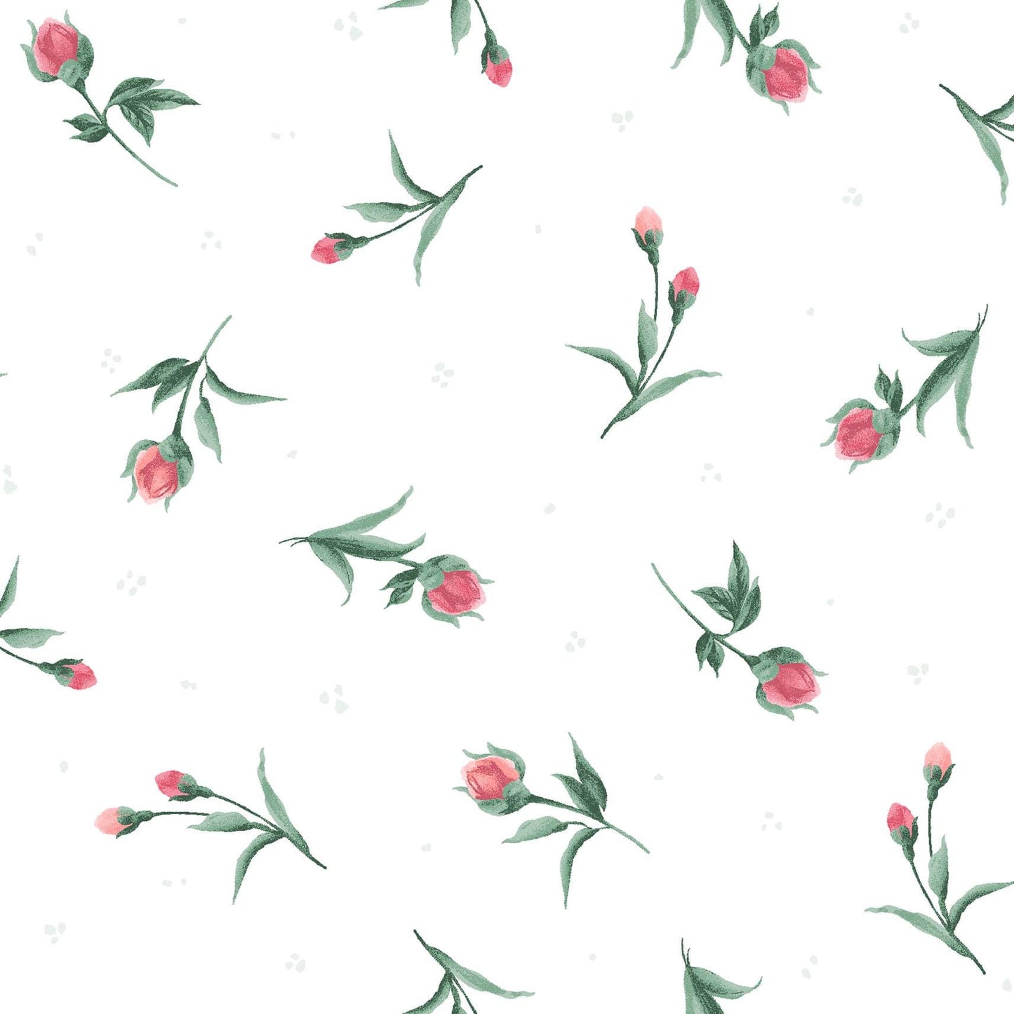 Buds in White from the Garden Picnic collection by Maywood Studio continuous cuts of Quilter's Cotton Fabric