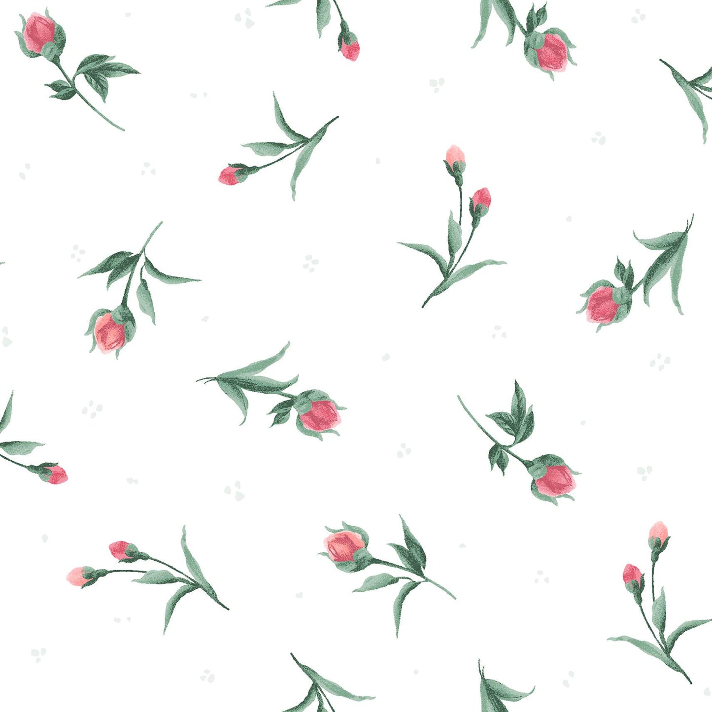 Buds in White from the Garden Picnic collection by Maywood Studio continuous cuts of Quilter's Cotton Fabric
