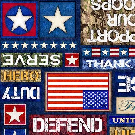 Patriot Text from the Patriot collection by QT Fabrics Panel cuts of Quilter's Cotton Fabric