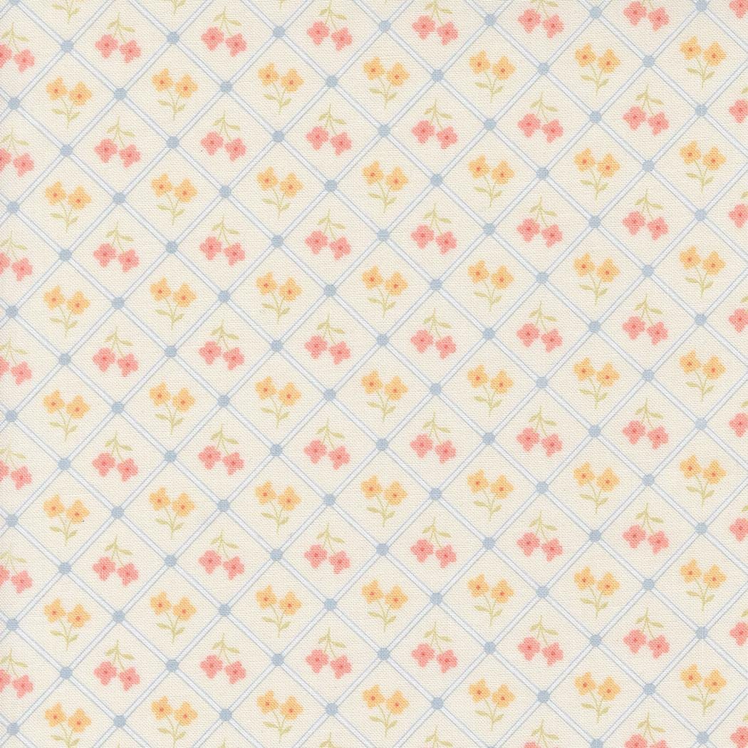 Window Pane Checks & Plaids Flower in Porcelain from Cottage Charm by My Sew Quilty Life for Moda Continuous cuts of Quilter's Cotton Fabric