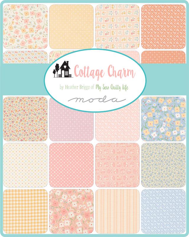 Flower Basket Small Flower in Light Blue from Cottage Charm by My Sew Quilty Life for Moda Continuous cuts of Quilter's Cotton Fabric
