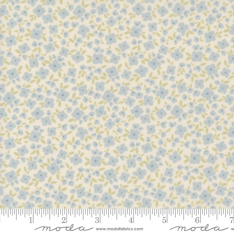 Flower Basket Small Flower in Light Blue from Cottage Charm by My Sew Quilty Life for Moda Continuous cuts of Quilter's Cotton Fabric