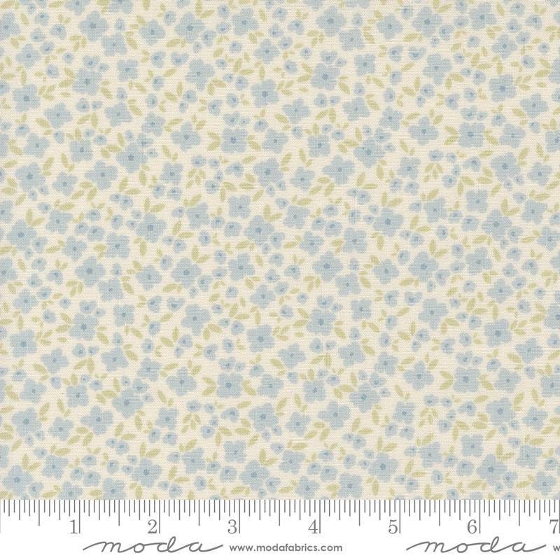 Flower Basket Small Flower in Light Blue from Cottage Charm by My Sew Quilty Life for Moda Continuous cuts of Quilter's Cotton Fabric